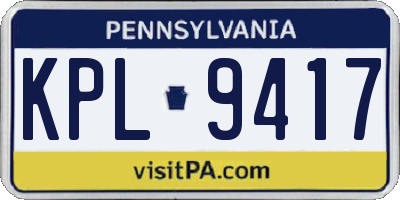 PA license plate KPL9417