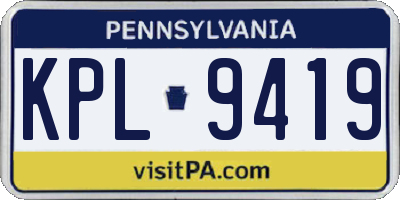 PA license plate KPL9419