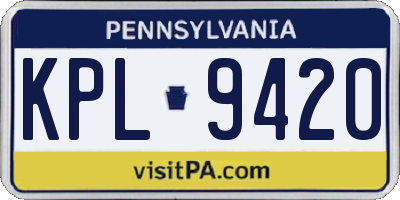 PA license plate KPL9420