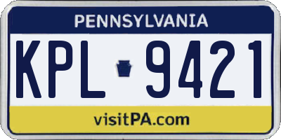 PA license plate KPL9421