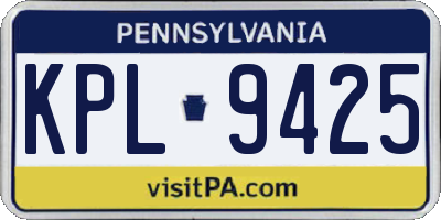 PA license plate KPL9425