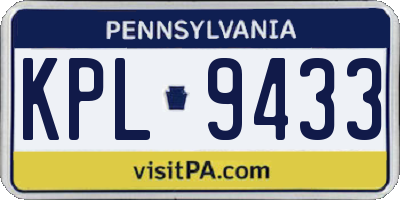 PA license plate KPL9433