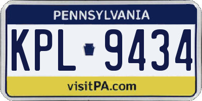 PA license plate KPL9434