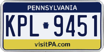 PA license plate KPL9451