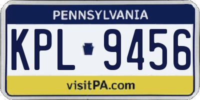 PA license plate KPL9456