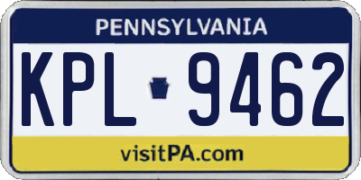 PA license plate KPL9462