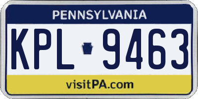 PA license plate KPL9463