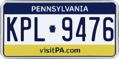 PA license plate KPL9476
