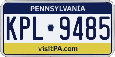 PA license plate KPL9485