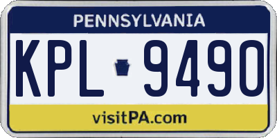 PA license plate KPL9490