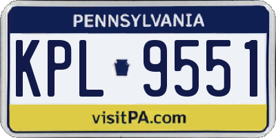 PA license plate KPL9551