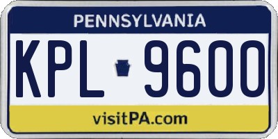PA license plate KPL9600