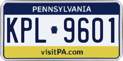 PA license plate KPL9601