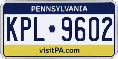 PA license plate KPL9602