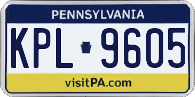 PA license plate KPL9605