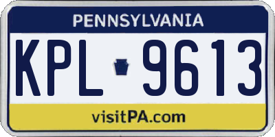 PA license plate KPL9613