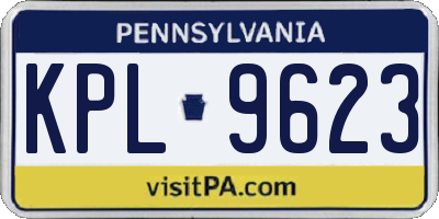 PA license plate KPL9623