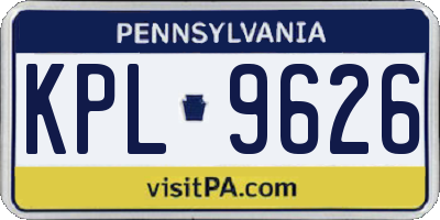 PA license plate KPL9626