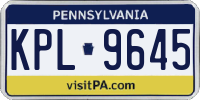 PA license plate KPL9645