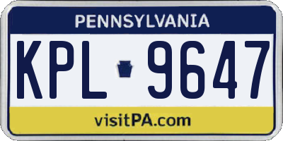 PA license plate KPL9647