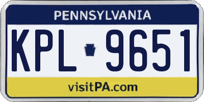 PA license plate KPL9651
