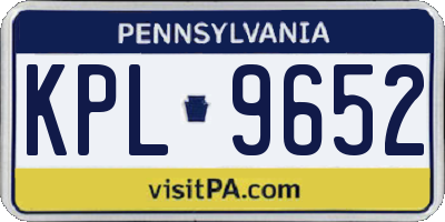 PA license plate KPL9652