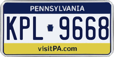 PA license plate KPL9668