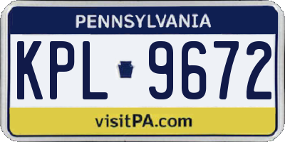 PA license plate KPL9672