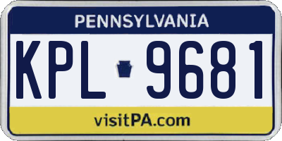 PA license plate KPL9681