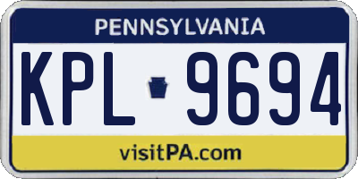 PA license plate KPL9694