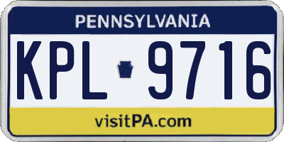 PA license plate KPL9716