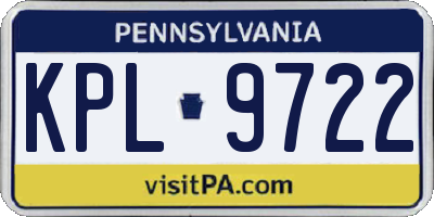 PA license plate KPL9722