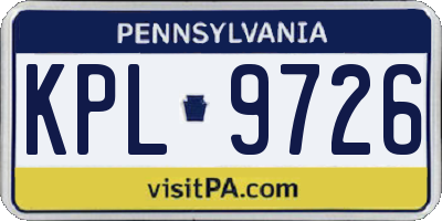 PA license plate KPL9726