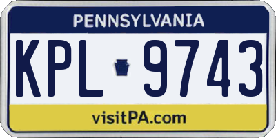 PA license plate KPL9743