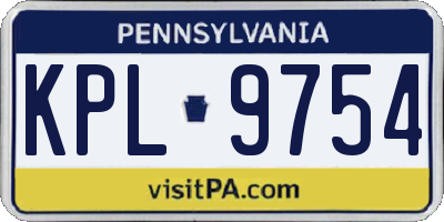 PA license plate KPL9754