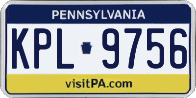 PA license plate KPL9756