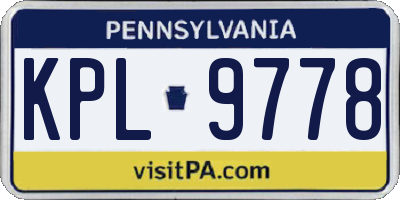 PA license plate KPL9778
