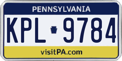 PA license plate KPL9784