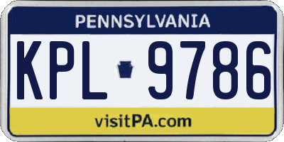 PA license plate KPL9786