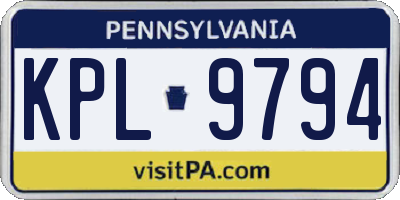 PA license plate KPL9794