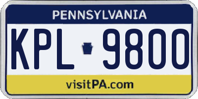 PA license plate KPL9800