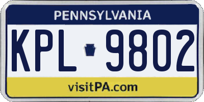 PA license plate KPL9802