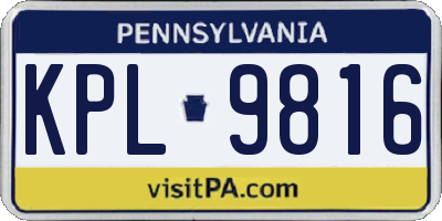 PA license plate KPL9816