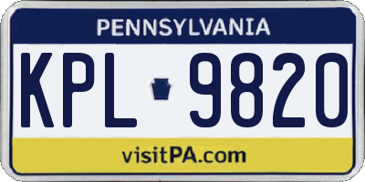PA license plate KPL9820