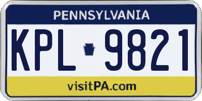 PA license plate KPL9821