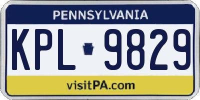 PA license plate KPL9829