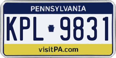 PA license plate KPL9831