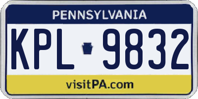 PA license plate KPL9832