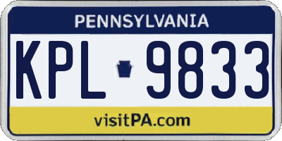 PA license plate KPL9833