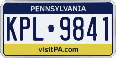 PA license plate KPL9841